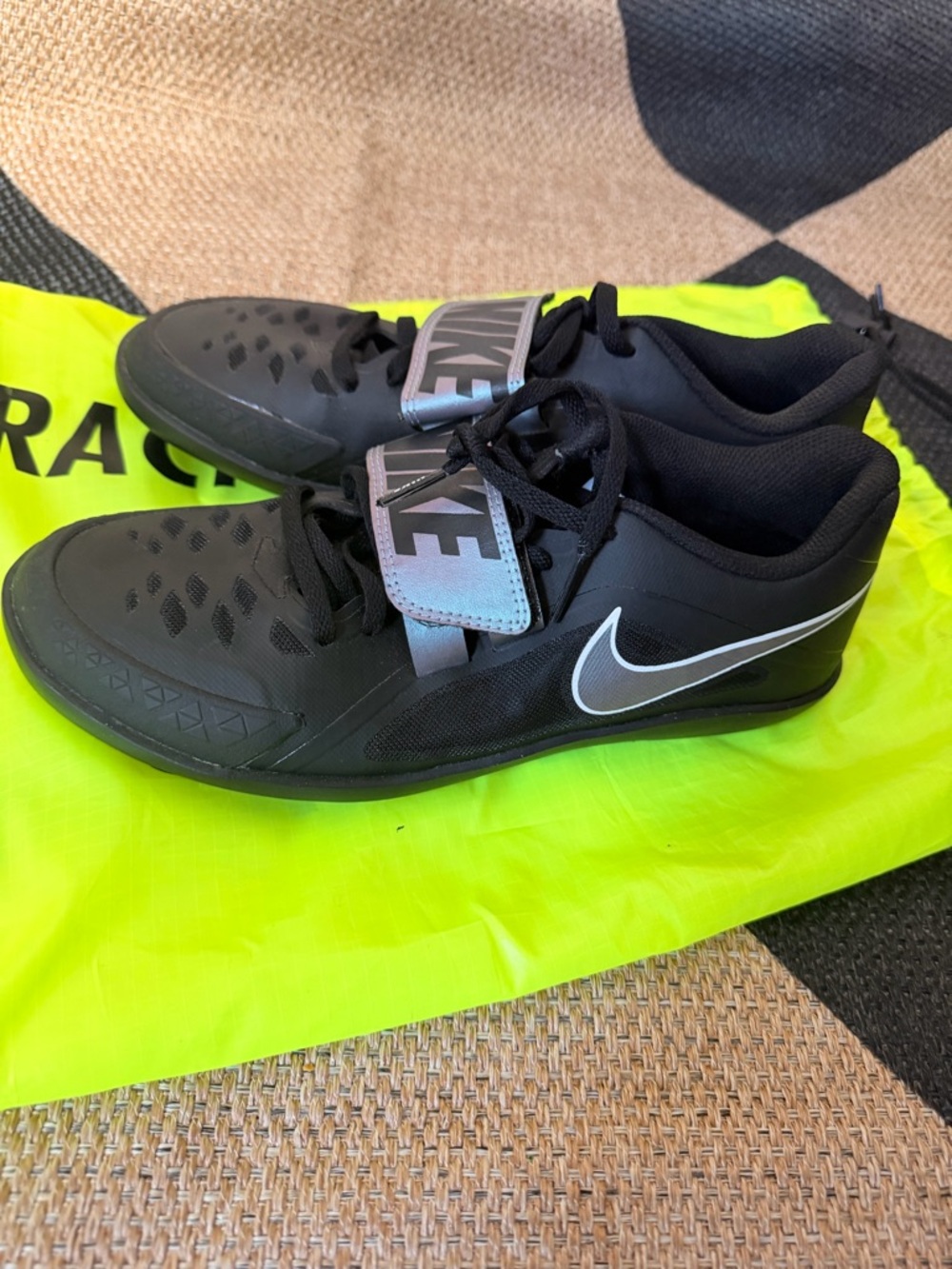 Nike Black and Silver Throwing Shoes with Hook Strap